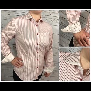 Jones New York Signature red/white striped blouse